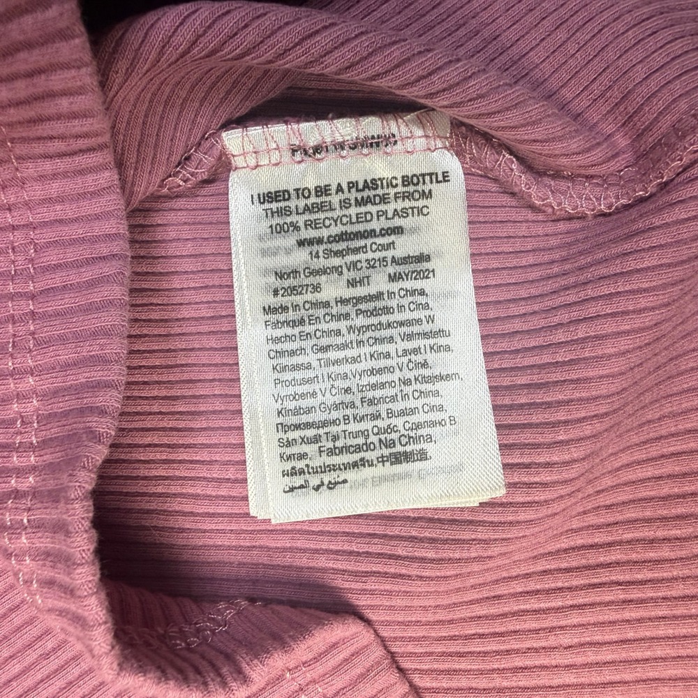 Cotton On Pink Ribbed Lace Trim Scoop Neck Baby Tee Short Sleeve Top Large - Picture 6 of 8